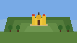 Pixel drawing of Cholula pyramid with a church on top